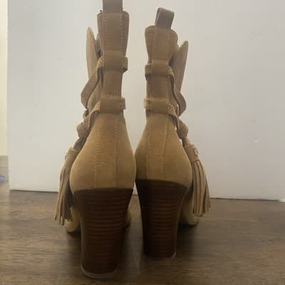 Tommy Hilfiger Suede Block Heel Camel Tassel Booties - Thumbnail 5