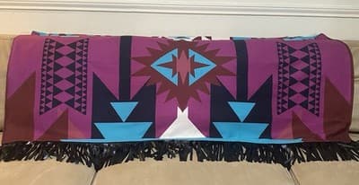 Two 2 Fly Aztec Southwestern Fringed Blanket Reversible Serape Western Boho - Thumbnail 7