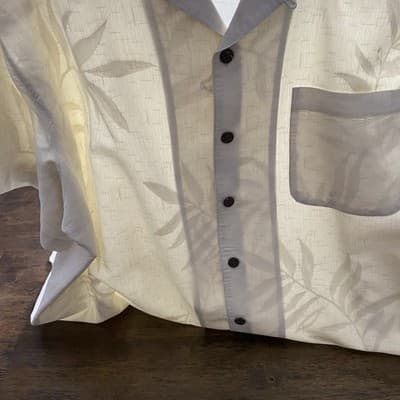 Caribbean Joe Mens Embossed Tropical Leaves Vacation CruiseShirt Short Sleeve3XL - Thumbnail 2