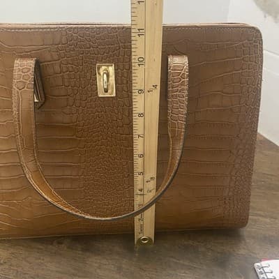 Vera Pelle Eliza bag Embossed Croc Italian Calfskin Leather 14Wx11Hx5D luxury - Thumbnail 8