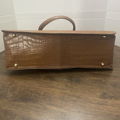 Vera Pelle Eliza bag Embossed Croc Italian Calfskin Leather 14Wx11Hx5D luxury - Thumbnail 6