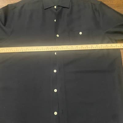 Caribbean Shirt Mens L Black Embroidered Cognac Brandy Glass Cigar Cruisewear - Thumbnail 4