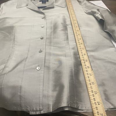 Ann Taylor Silk blouse Sz 14 Classic Luxury Pit To Pit 21” Shoulder To Hem25.5” - Thumbnail 5