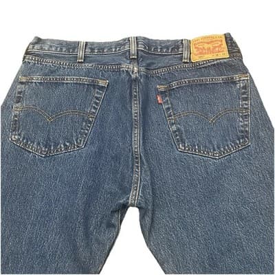 Levis 501 Classic Original Denim Mens 38x32 Medium Wash Button Fly Straight Legs - Thumbnail 2