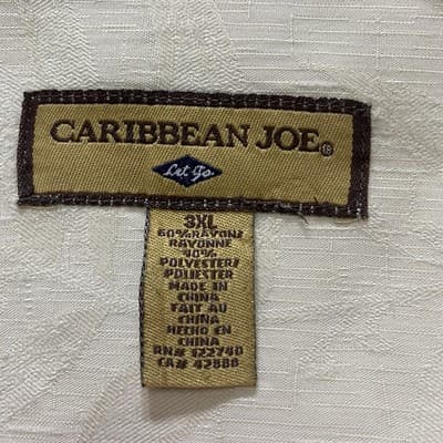 Caribbean Joe Mens Embossed Tropical Leaves Vacation CruiseShirt Short Sleeve3XL - Thumbnail 3