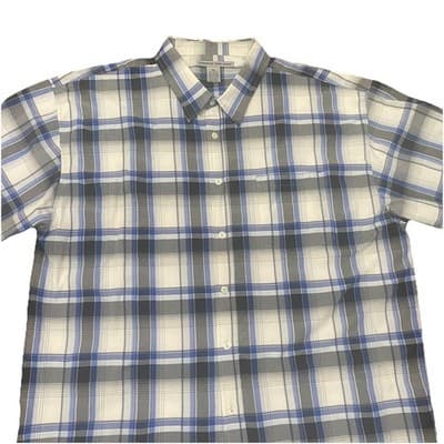 Beyond The Limit Mens Shirt 5XL Blue Plaid Button Up Short Sleeve Casual Classic - Thumbnail 3