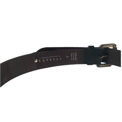 Express Black Leather Belt With Silver Toned Conches Sz Large 37”made In Italy - Thumbnail 3