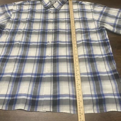 Beyond The Limit Mens Shirt 5XL Blue Plaid Button Up Short Sleeve Casual Classic - Thumbnail 6