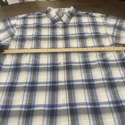 Beyond The Limit Mens Shirt 5XL Blue Plaid Button Up Short Sleeve Casual Classic - Thumbnail 4