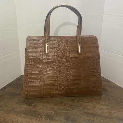 Vera Pelle Eliza bag Embossed Croc Italian Calfskin Leather 14Wx11Hx5D luxury - Thumbnail 2