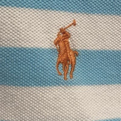 Ralph Lauren Striped Polo Shirt XXL Blue White Classic Fit Cotton Orange Pony - Thumbnail 4