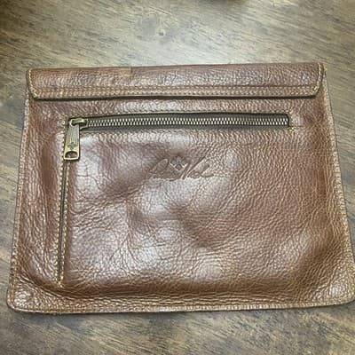 Patricia Nash Leather Envelope Clutch Pouch Brown Zip Pocket - Thumbnail 2