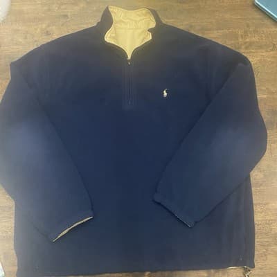 Ralph Lauren Polo Golf Reversible Jacket Mens Sz L Fleece Pullover Quarter Zip - Thumbnail 2