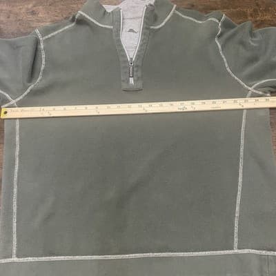 Tommy Bahama Gray Sweater Mens Reversible Pullover Logo Sweatshirt 1/4 Zip - Thumbnail 7