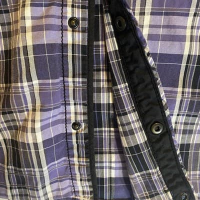 Mens Buckle Black Purple Plaid Snap Shirt Purple Black XL Front Pockets - Thumbnail 4