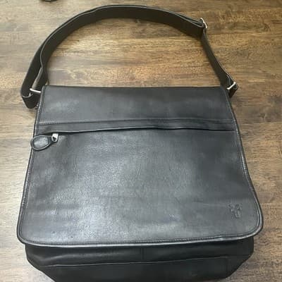 Frye Leather Messenger Crossbody Bag Black Adjustable Strap Interior Zippers - Thumbnail 5