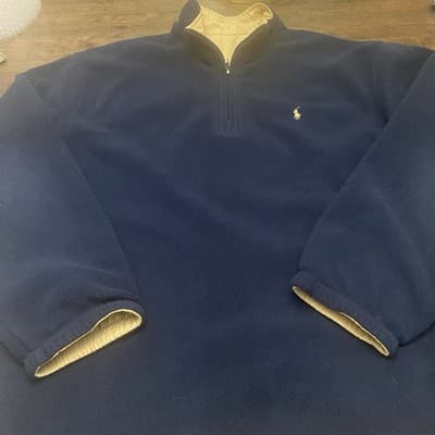 Ralph Lauren Polo Golf Reversible Jacket Mens Sz L Fleece Pullover Quarter Zip - Thumbnail 8