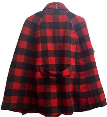 Wonder Wool Cape With Gold Hardware Red & Black Buffalo Checks XL - Thumbnail 2