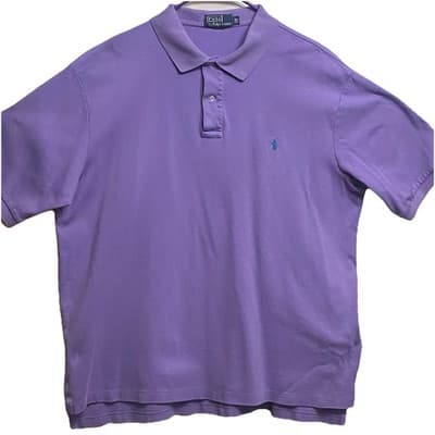 Polo Ralph Lauren Purple Short Sleeve Polo Shirt Mens XLT Blue Pony Logo Classic - Thumbnail 2