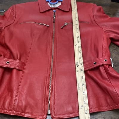 Colebrook Jacket Womens Medium Red Genuine Leather Zip Front Classic Chic Y 2K - Thumbnail 10
