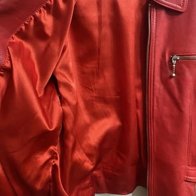 Colebrook Jacket Womens Medium Red Genuine Leather Zip Front Classic Chic Y 2K - Thumbnail 7