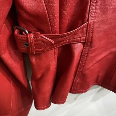Colebrook Jacket Womens Medium Red Genuine Leather Zip Front Classic Chic Y 2K - Thumbnail 3