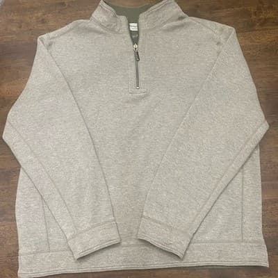Tommy Bahama Gray Sweater Mens Reversible Pullover Logo Sweatshirt 1/4 Zip - Thumbnail 9