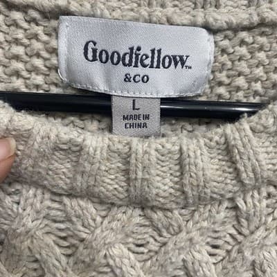 Goodfellow Fisherman Sweater Men Large Cable Knit Cotton - Thumbnail 3