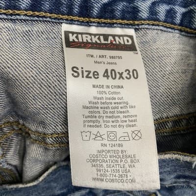 Kirkland Men's Light Blue Distressed Denim Straight Jeans Cotton 5-Pocket Design - Thumbnail 4