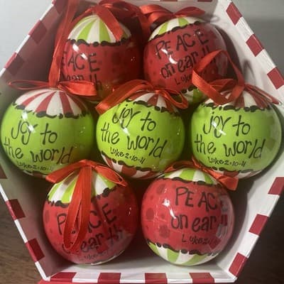 14 Christmas Ornaments In Decor Box Scripture Holiday Trim The Tree