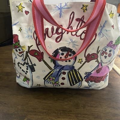 Brighton Christmas Bag Tote Snowman Happy Holidays Winter 100% Cotton - Thumbnail 10