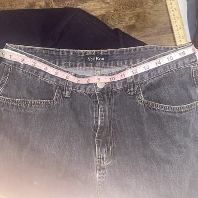 Y2K Goth Gothic Skater Streetwear 90s Oversized Yeokou Jeans Mens 34” - Thumbnail 6