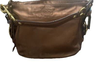Coach 12571 Hobo Shoulder Bag Leather Bronze Zip Closure Vintage Logo Luxury