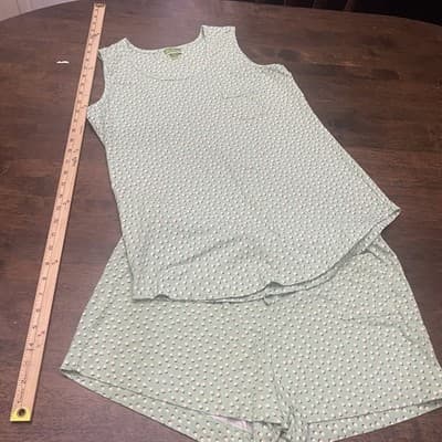 Vera Bradley Pajama Set Shorts & Tank Green Polka Dots Logo Size Med
