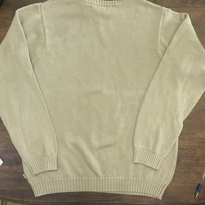 IZOD Vintage Mens Cotton Sweater Large Sage Green Crest Preppy Classic - Thumbnail 3