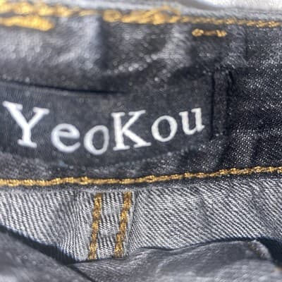 Y2K Goth Gothic Skater Streetwear 90s Oversized Yeokou Jeans Mens 34” - Thumbnail 5