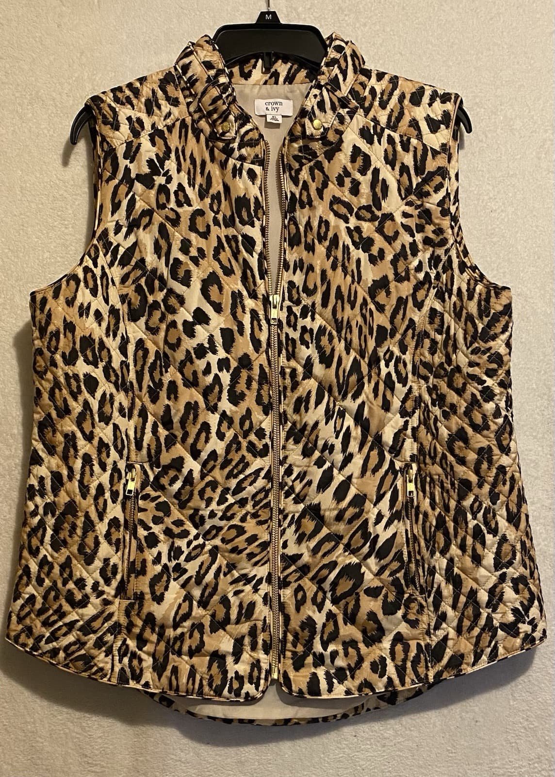 Cheetah Puffer Vest Gold Accents 90’s Vibe Jersey Shore Mob Wives