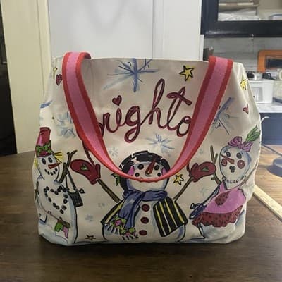 Brighton Christmas Bag Tote Snowman Happy Holidays Winter 100% Cotton - Thumbnail 12