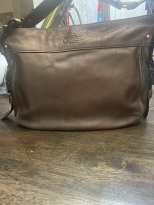 Coach 12571 Hobo Shoulder Bag Leather Bronze Zip Closure Vintage Logo Luxury - Thumbnail 6