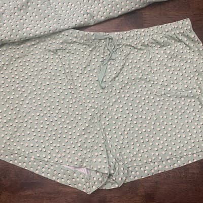 Vera Bradley Pajama Set Shorts & Tank Green Polka Dots Logo Size Med - Thumbnail 3