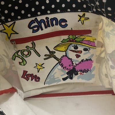 Brighton Christmas Bag Tote Snowman Happy Holidays Winter 100% Cotton - Thumbnail 5