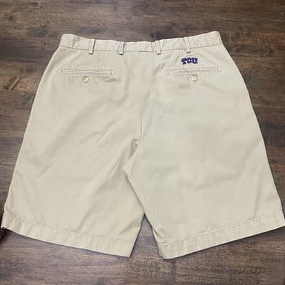 Peter Millar Pima Cotton Shorts Mens 34 Flat Front Chinos TCU Logo On Bk Pkt - Thumbnail 2