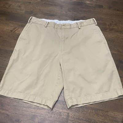 Peter Millar Pima Cotton Shorts Mens 34 Flat Front Chinos TCU Logo On Bk Pkt