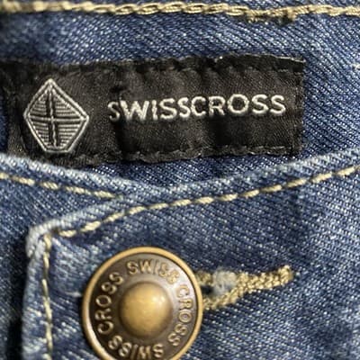 Swiss Cross Jeans Mens 42X21 Blue Distressed Look Denim Straight Leg Cropped - Thumbnail 4