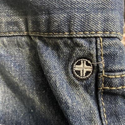 Swiss Cross Jeans Mens 42X21 Blue Distressed Look Denim Straight Leg Cropped - Thumbnail 3