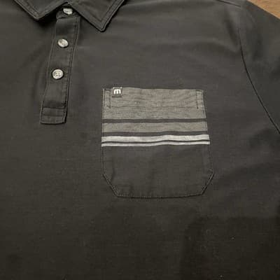 Travis Mathew Pebble Beach Golf Pima Shirt Cotton Black Short Sleeve Polo Men XL - Thumbnail 2