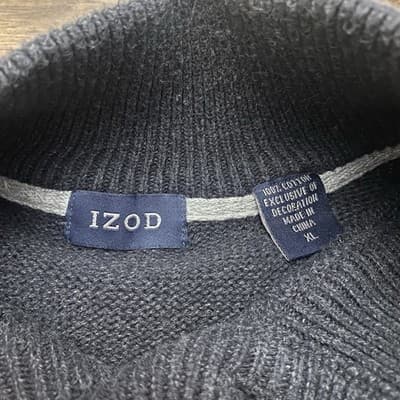 Izod Cotton Navy Blue3/4 Button Pull Over Preppy Classic Prep Academia - Thumbnail 3