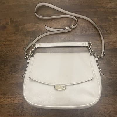 Kate Spade Alecia White Pebbled Leather Crossbody &Satchel Handles Luxury Sheik