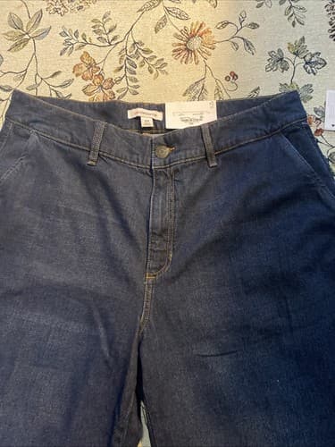 Lagenlook Wide Legged Dark Wash ￼Cropped Jeans Sz 16 NWT - Thumbnail 4