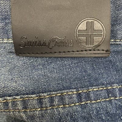 Swiss Cross Jeans Mens 42X21 Blue Distressed Look Denim Straight Leg Cropped - Thumbnail 6